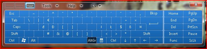 Rozložení kláves na klávesnici s AltGR