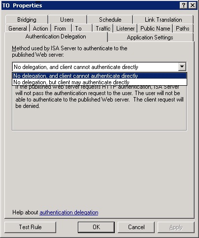 ISA server - Authentication Delegation