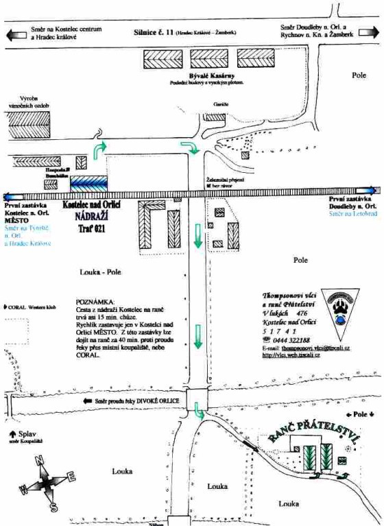 Mapka cesty na Ran ptelstv - Kostelec nad Orlic